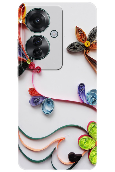 OPPO Reno 11F 5G (CPH2603) Uyumlu Kılıf Desen Baskılı Silikon Çiçek Desen STK...