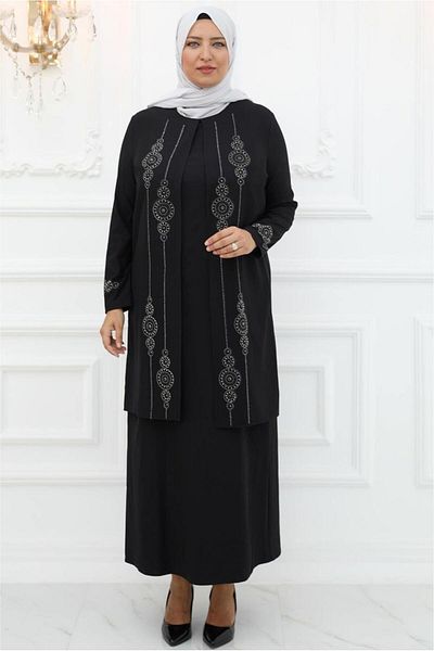 TRENDTESETTÜR Γυναικείο βραδινό φόρεμα με μαύρο σακάκι - T 1031