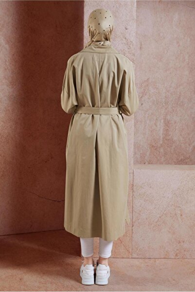 TRENDTESETTÜR Brown Belted Cotton Women's Trench Coat - T 1201