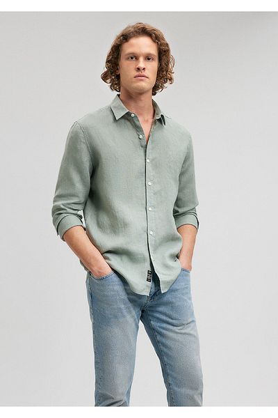 Mavi Green Linen Slim Fit Shirt -021190-70120