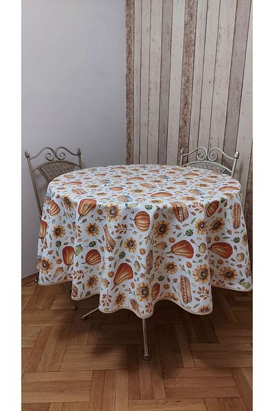 gonk Round, Pumpkin Pattern,Duck (Liquid Protective,Stain-Protective) Fabric,Tablecloth