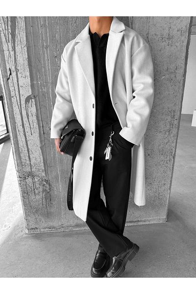 ablukaonline Γκρι ανδρικό oversize μακρύ παλτό