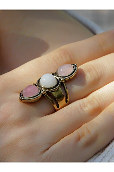 esha قطرة كوارتز وردية من حجر القمر الطبيعي - خاتم نسائي قابل للتعديل euy50apk