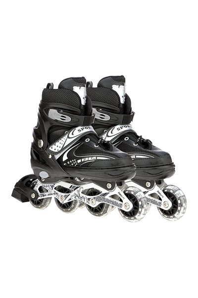 VEERA V732Black Aluminum-Alloy Adjustable Inline Skates, 70mm Wheels, Medium (Black)
