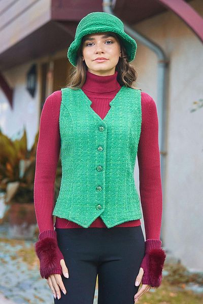 Los banditos Vestă verde pentru femei în stil boem