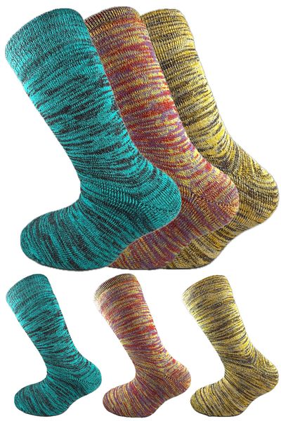 SİHİRLİ AYAKLAR Colorful 3 Pairs Thermal Unisex Men's and Women's Socks - Thick and Warm Heat Sink 38-42