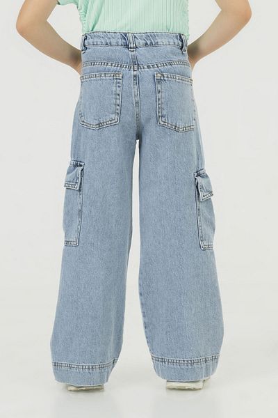 DMB BOYS & GIRLS Girl's Jeans - Wide Leg, Wide Leg, Cargo Pocket Jeans