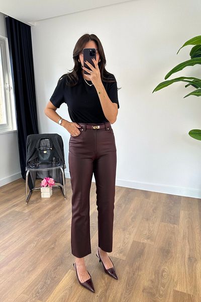BİRCANÇİL Zr Shavy Burgundy Waxed Finish Momfit Jeans