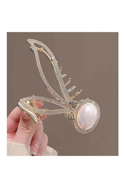 So Much Accesories So-Much New Trend Metal Pearl Detailed Full Rhinestone Latch Buckle Gold