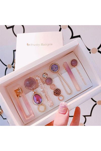 So Much Accesories So-much Women's Special Set of 7 - Collet, Snap Side Hair Clip, Pink - Set-1