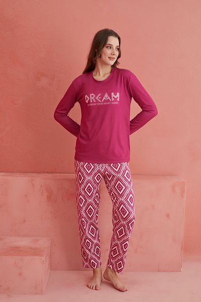 ELİTOL Set de pijamale de lux termice pentru femei cu model Plum Dream