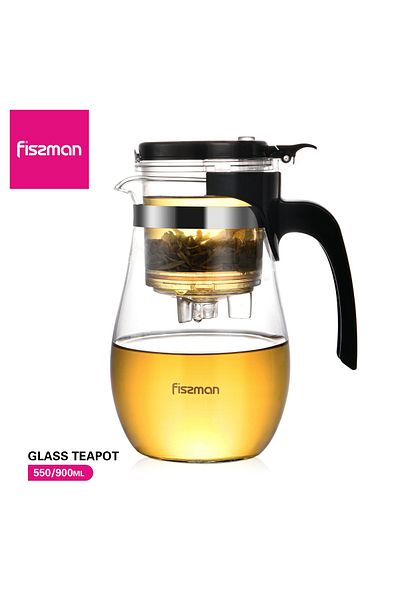 Fissman Glass Tea Pot w/ Filter 900mL, Glass Tea Pot Infuser, Great For Loose Leaf Tea GUNFU Series