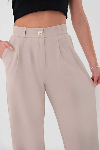 Hazel Women's Stone High Waist Palazzo Pants