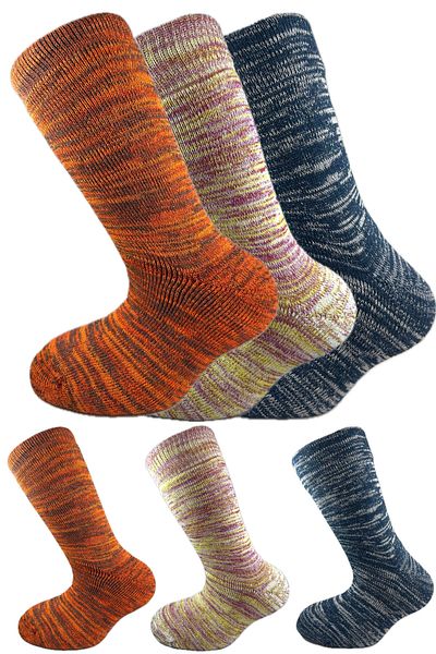 SİHİRLİ AYAKLAR Colorful 3 Pairs Thermal Unisex Men's and Women's Socks - Thick and Warm Heat Sink 38-42