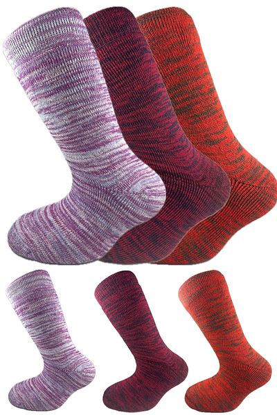 SİHİRLİ AYAKLAR Colorful 3 Pairs Thermal Unisex Men's and Women's Socks - Thick and Warm Heat Sink 38-42