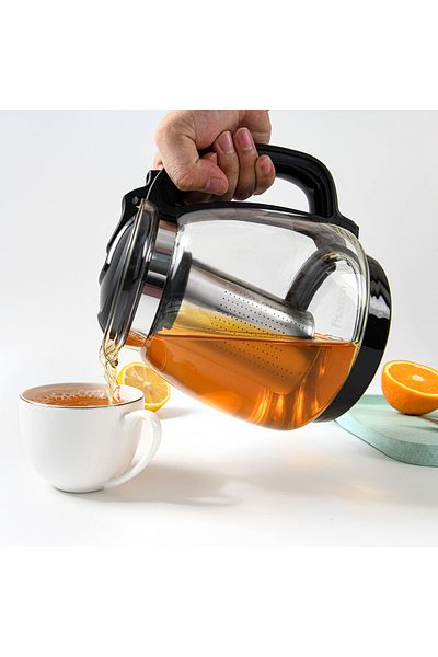 Fissman Glass Tea Pot with Filter 2000mL, Glass Tea Pot Infuser, Great For Loose Leaf Tea,