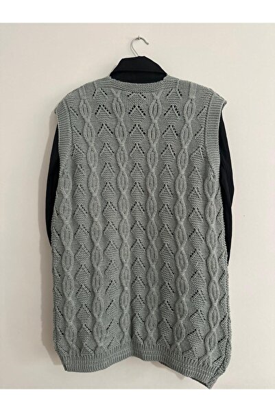 Çeyizcim Gray Knitwear Knit Vest - Buttoned Design