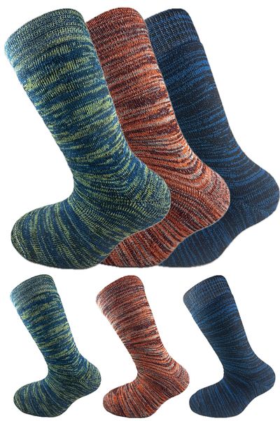 SİHİRLİ AYAKLAR Colorful 3 Pairs Thermal Unisex Men's and Women's Socks - Thick and Warm Heat Sink 38-42