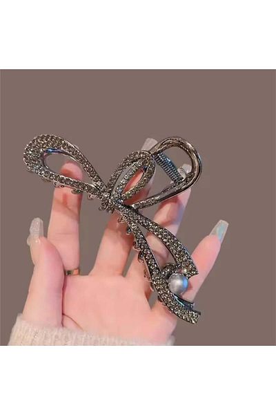 So Much Accesories Black Latch Buckle - Metal Stone and Pearl Detail