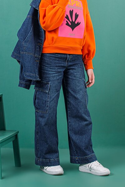 DMB BOYS & GIRLS Devojčice - farmerke širokih nogavica, farmerke sa cargo dže...