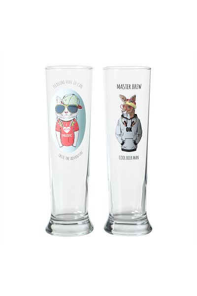 Mudo Concept Set of 2 500Cc Dog&Cat Beer Glasses