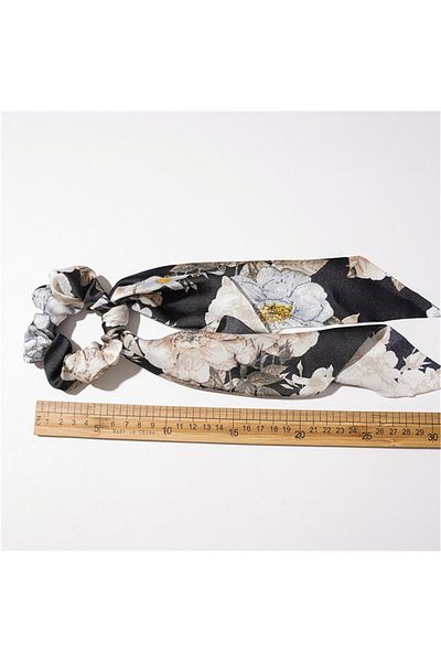 So Much Accesories So-much Women's Luxury Satin Scarf Rubber Buckle Black Patterned-5
