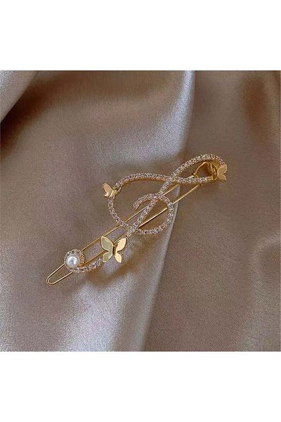 So Much Accesories So-much Women's Left Key with Stone Gold Clip Buckle-1