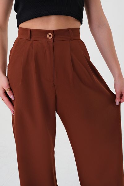 Hazel Women's Brown High Waist Palazzo Pants