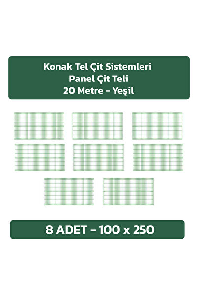 Konak Tel Çit Aksaray 8 Adet Bahçe Panel Çit Teli 100x250 cm 4.mm Tel Kalınlı...
