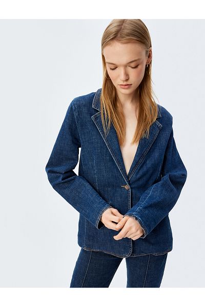 Koton Jeans-Blazer-Jacke mit Knöpfen, bequeme Passform
