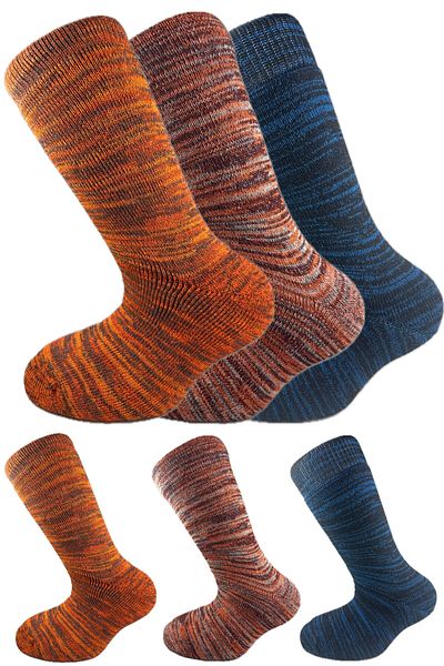 SİHİRLİ AYAKLAR Colorful 3 Pairs Thermal Unisex Men's and Women's Socks - Thick and Warm Heat Sink 38-42