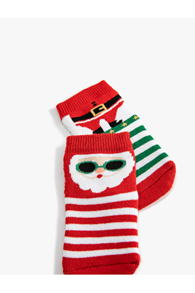 Koton Комплект от 2 коледни чорапи за кърпи с щампа