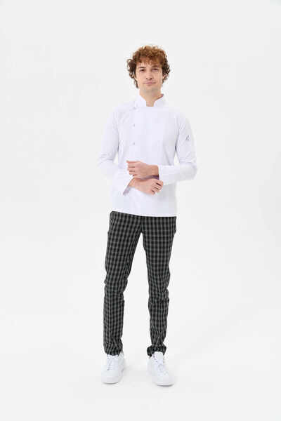 MyChef Şef Ceketi Beyaz Alpaka Zena Yaka Erkek Aşçı Kıyafeti