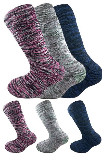 SİHİRLİ AYAKLAR Colorful 3 Pairs Thermal Unisex Men's and Women's Socks - Thick and Warm Heat Sink 38-42