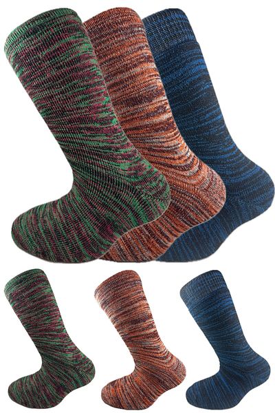 SİHİRLİ AYAKLAR Colorful 3 Pairs Thermal Unisex Men's and Women's Socks - Thick and Warm Heat Sink 38-42