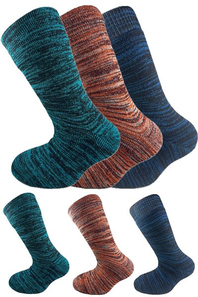 SİHİRLİ AYAKLAR Colorful 3 Pairs Thermal Unisex Men's and Women's Socks - Thick and Warm Heat Sink 38-42