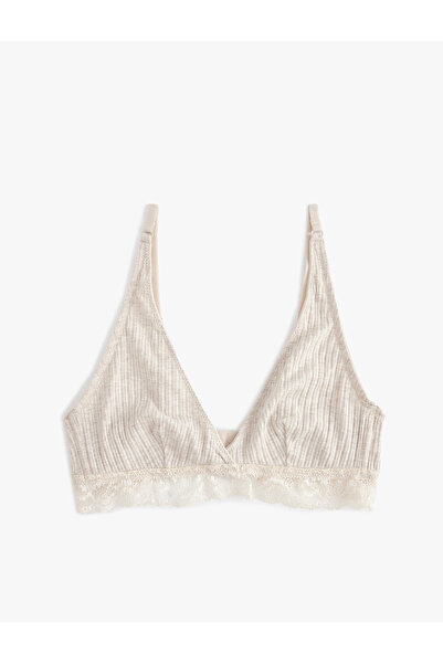 Koton Bralet Bra with Lace Detail Without Padded Underwire