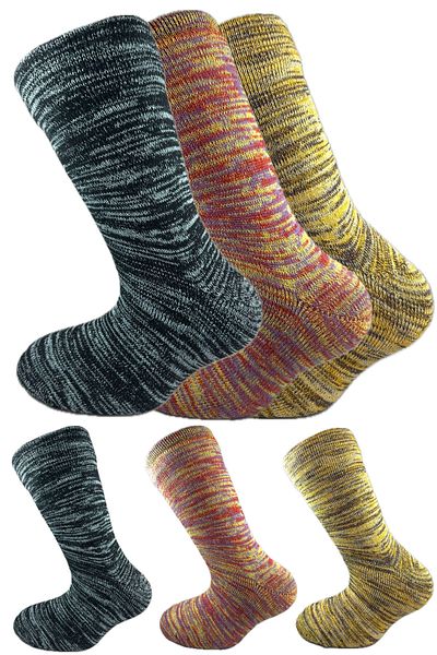 SİHİRLİ AYAKLAR Colorful 3 Pairs Thermal Unisex Men's and Women's Socks - Thick and Warm Heat Sink 38-42