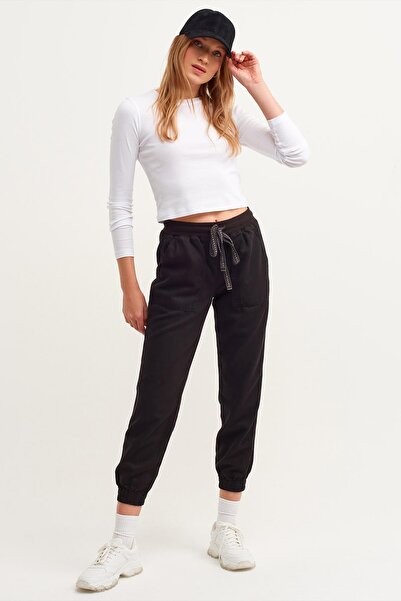 TENA Дамски черен панталон с еластична талия