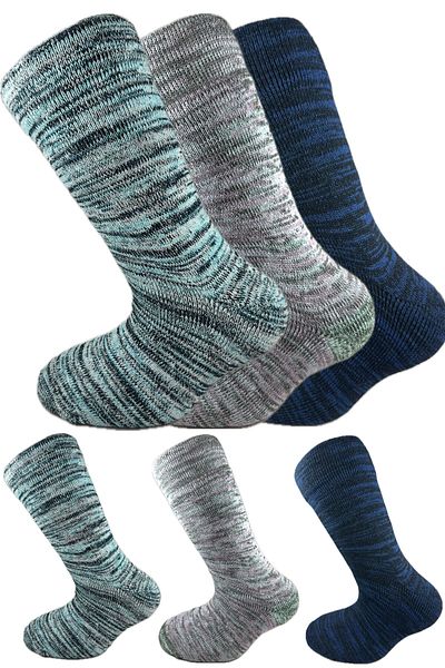 SİHİRLİ AYAKLAR Colorful 3 Pairs Thermal Unisex Men's and Women's Socks - Thick and Warm Heat Sink 38-42