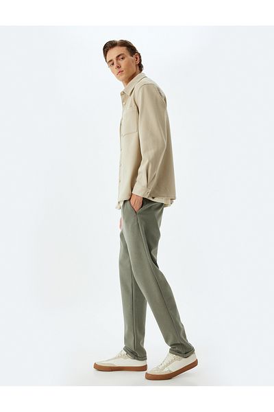 Koton Pantaloni slim fit, cu șireturi în talie, buzunar, amestec de bumbac