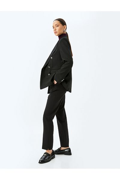 Koton Pocketed Short Leg High Waist Cigarette Pants