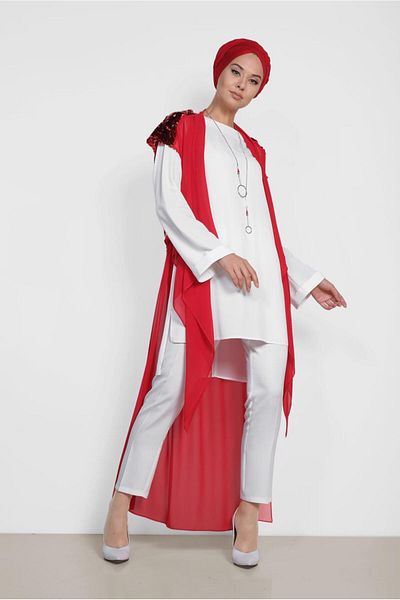 Alvina 4145 Model Double Tunic with Sequins