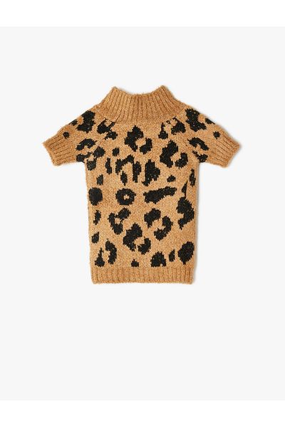 Koton Leopard Patterned Stand Collar Dog Sweater