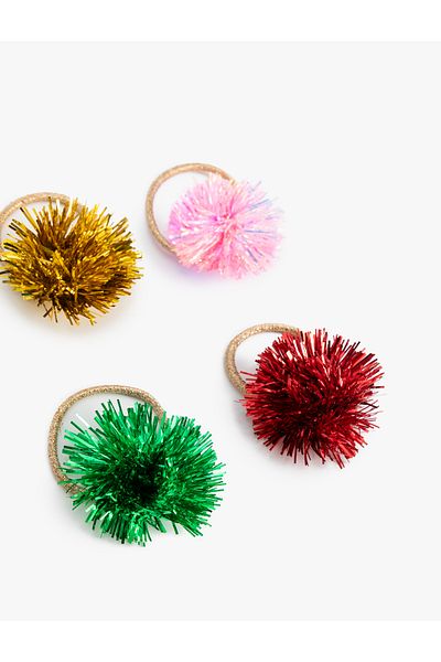 Koton 3-Piece Rubber Buckle Set with Pompom Detail