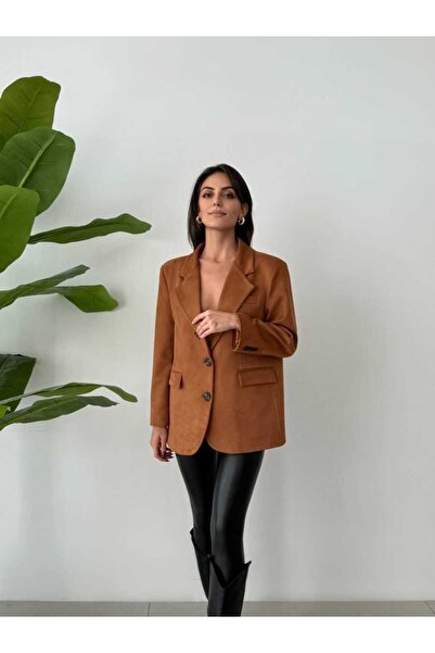 lasoie Taba Premium Süet Blazer Ceket