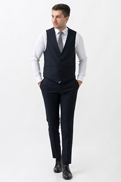 White Stone Pavia Ty2023 Regular Fit 6 Drop Likralı Yelekli Takım Elbise Desenli