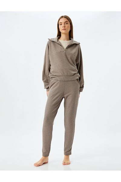 Koton Gerippte Strick-Pyjama-Unterseite mit schmaler Passform – mit Taschen