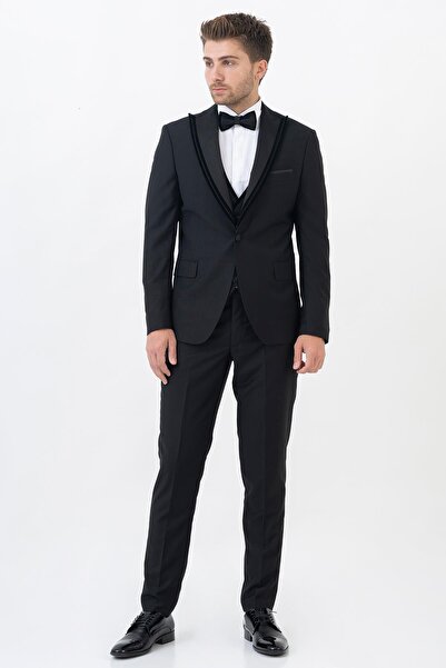 White Stone Guadalajara D114 Slim Fit Damatlık Takım Elbise Siyah