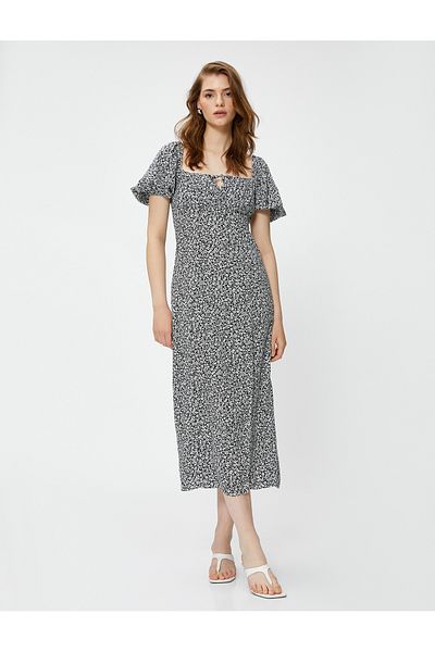 Koton Viscose Midi φόρεμα - με λεπτομέρεια παραθύρου και σκίσιμο